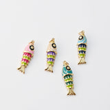 Enamel Fish Charms, Marine Life Charms, 18K Gold Plated Charms, For Bracelet And Earrings Making, Jewelry Findings S1459