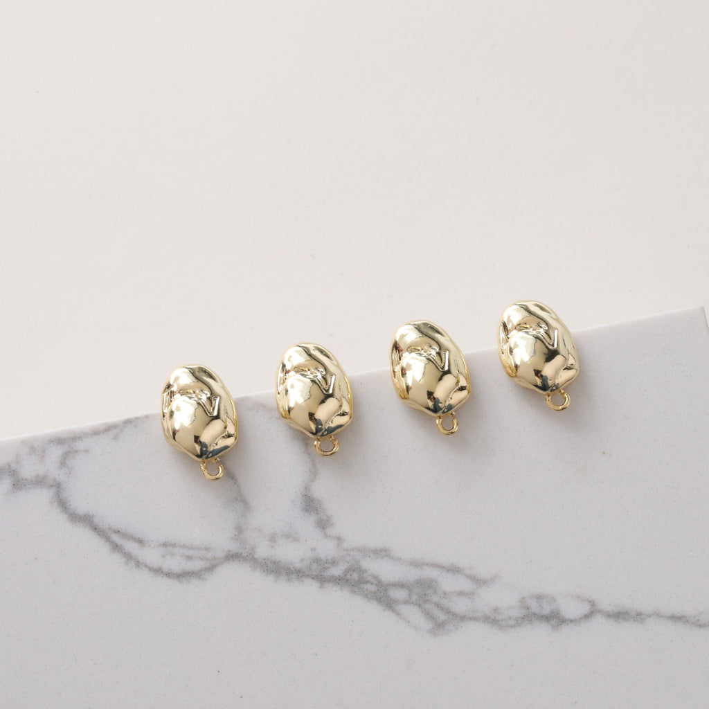 10pcs Gold Stone Earring Post With Loop, S925 Silver Pin Nickel Free Earrings, Ear Stud Loop, Hypoallergenic Earring Findings Z094