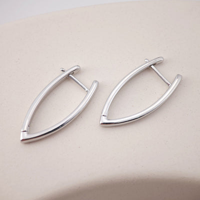 Gold V Shape Hoop Earring, 27.5*12.6mm, 18K Gold Plated Leverback Earrings, Huggie Hoops Earring D0117
