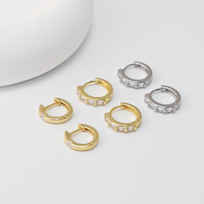 Cubic Zirconia Ear Hoop, Gold Plated Huggie Hoop Earring, Leverback Earring, DIY Earring  Findings, Handmade Earring Supplies D0512-D0555