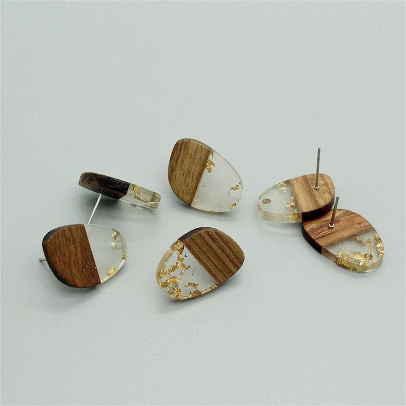 10PCS Geometric Wooden Earring Findings, Nickel Free, Earring Finding PS028-JT003
