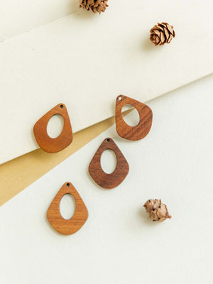 10PCS Drop Openwork Geometric Wooden Pendant, Necklace Making Findings JT076
