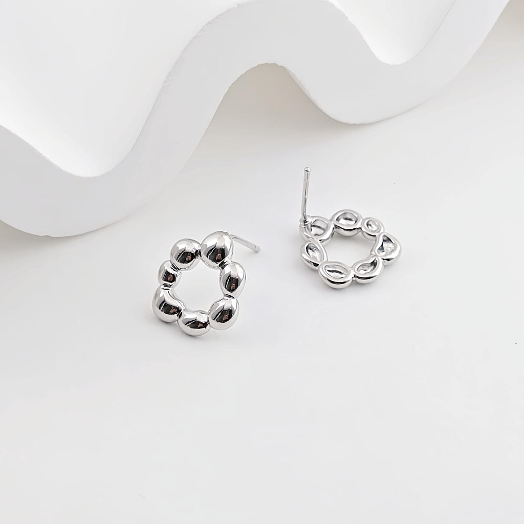 قرط متدلي على شكل دائرة غير منتظمة، ذهب/فضة عيار 14 قيراط، أقراط فضة S925 خالية من النيكل، قرط دائري مع حلقة ZX269