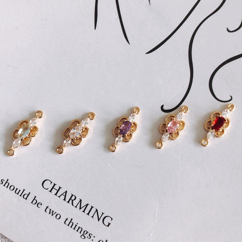 4 قطع من موصلات بوهو مرصعة بأحجار الزركون المكعبة، قلادة من الكريستال، قلادة سوار، مطلية بالذهب الحقيقي عيار 14 قيراط، نتائج المجوهرات MY053-F024