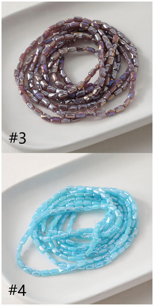 Rectangular Cut Faceted Glass Beads, 6.4*4.1mm , Crystal Glass Loose Beads for Jewelry Making, DIY Beads Finding GZ552