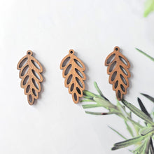 Load image into Gallery viewer, 2PCS Leaf Shape Wood Charms, Wooden Pendant, Reclaimed Walnut Wood, Geometric Statement Wood Earrings Diy Ideas JT945