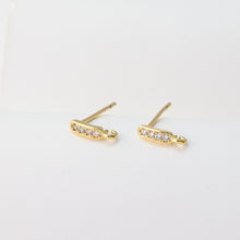 Load image into Gallery viewer, CZ Pave Rectangular Earring Post With Loop, S925 Silver Pin Nickel Free Post, 18K gold Plated, Hypoallergenic Earring Findings S1461