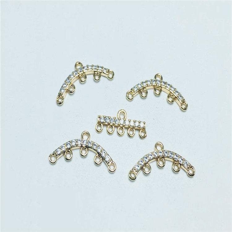 CZ Pave T-shaped Charm, Cubic Zircon Crystal Pendant, Bracelet Necklace Pendant, 14K Real Gold Plated, Jewelry Findings STG059-F201