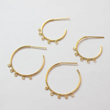 Load image into Gallery viewer, C Shape Earrings Post with 5 loops, 18K Gold, Nickel Free Earrings, Ear Stud Hypoallergenic Earring Findings BB079