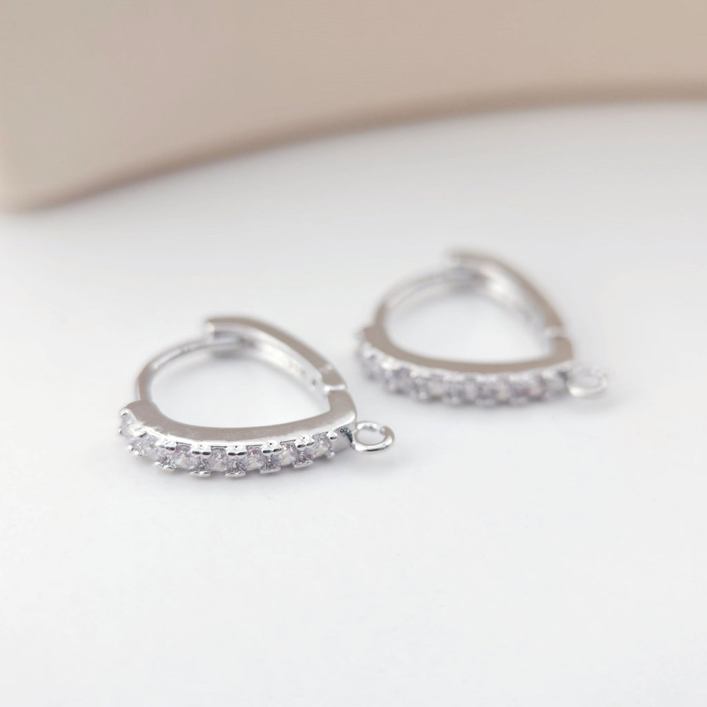 Drop Shape Ear Hoops Pave Crystal, 15.6*13mm, 18K Gold Plated Leverback Earrings, Huggie Hoops Earring D0152
