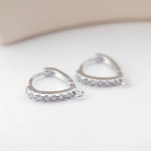 Load image into Gallery viewer, Drop Shape Ear Hoops Pave Crystal, 15.6*13mm, 18K Gold Plated Leverback Earrings, Huggie Hoops Earring D0152