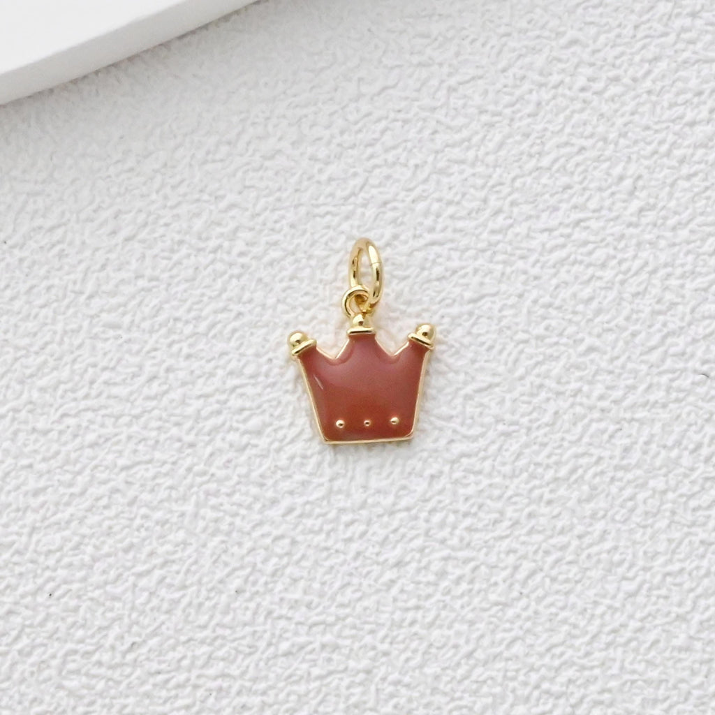 Colgante de corona, dijes de corona esmaltados, dijes de tiara real, dijes chapados en oro de 18 quilates, fabricación de pulseras y collares, accesorios de joyería S1368