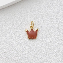 Cargar imagen en el visor de la galería, Colgante de corona, dijes de corona esmaltados, dijes de tiara real, dijes chapados en oro de 18 quilates, fabricación de pulseras y collares, accesorios de joyería S1368