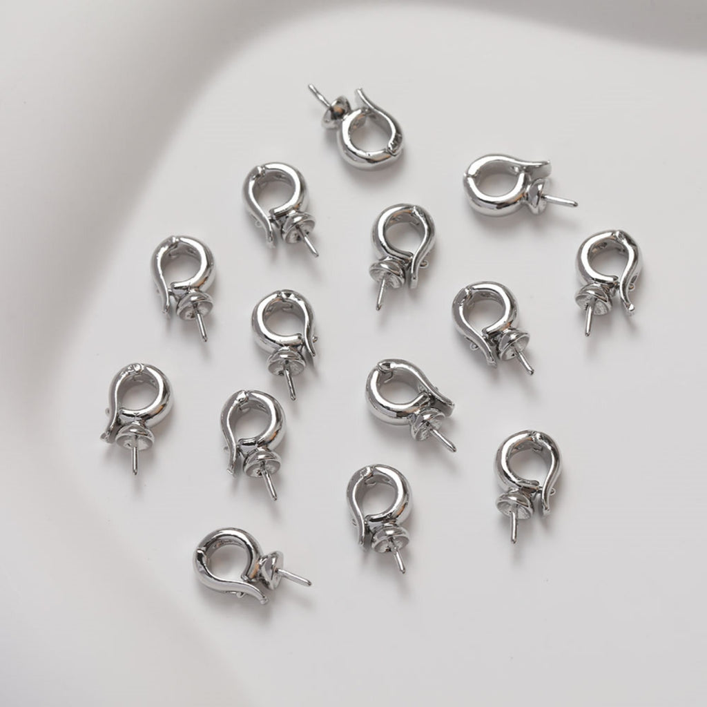 6pcs- 14K Gold Plated Pendant Top with Peg Bail, CZ Pave Pendant Snap on Bails, Clasp Link Connector, 12mm Jewelry Making GZ328