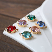 Load image into Gallery viewer, Round Shaped Crystal Connector, Glass Charm, 14K Gold Plated, Jewelry Making Findings HL045-F243