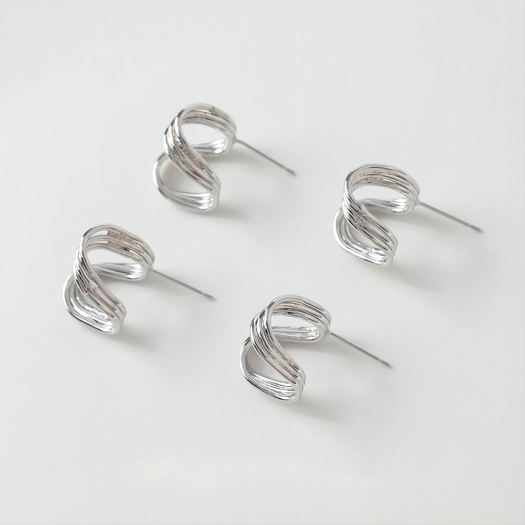 قرط أذن من الفضة الإسترليني عيار 925، دبوس أذن غير منتظم، خالٍ من النيكل، مشبك أذن ذهبي/فضي، مضاد للحساسية، GE066