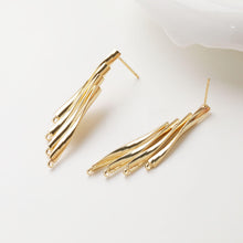 Load image into Gallery viewer, Twisted Fan-Shaped Earrings, 14K Gold Plated Sector Earring Post with Loop, Earring Findings, Handmade Earring Supplies GZ744