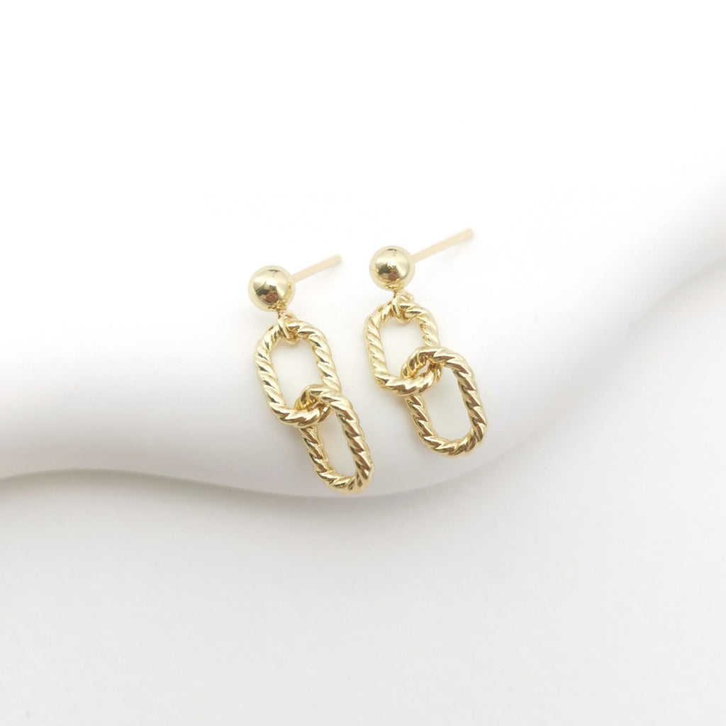 Gold Link Chain Earring Post, Chain Stud Earring Nickel Free, 18K Gold/Silver, S925 Silver Ear Pin, Hypoallergenic Earring Findings S20749