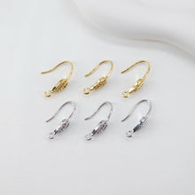 Load image into Gallery viewer, 18K Gold Plated Ear Wires, Learf Cubic Pave Earring Hooks, Nickel Free, Fish Hooks, Ear Wires for Jewelry Making D0132