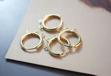 Load image into Gallery viewer, 10pcs- Gold round Ear Hoops with 3 loops,  14K Gold/ Silver Plated Leverback Earrings, Huggie Hoops Earring BB041