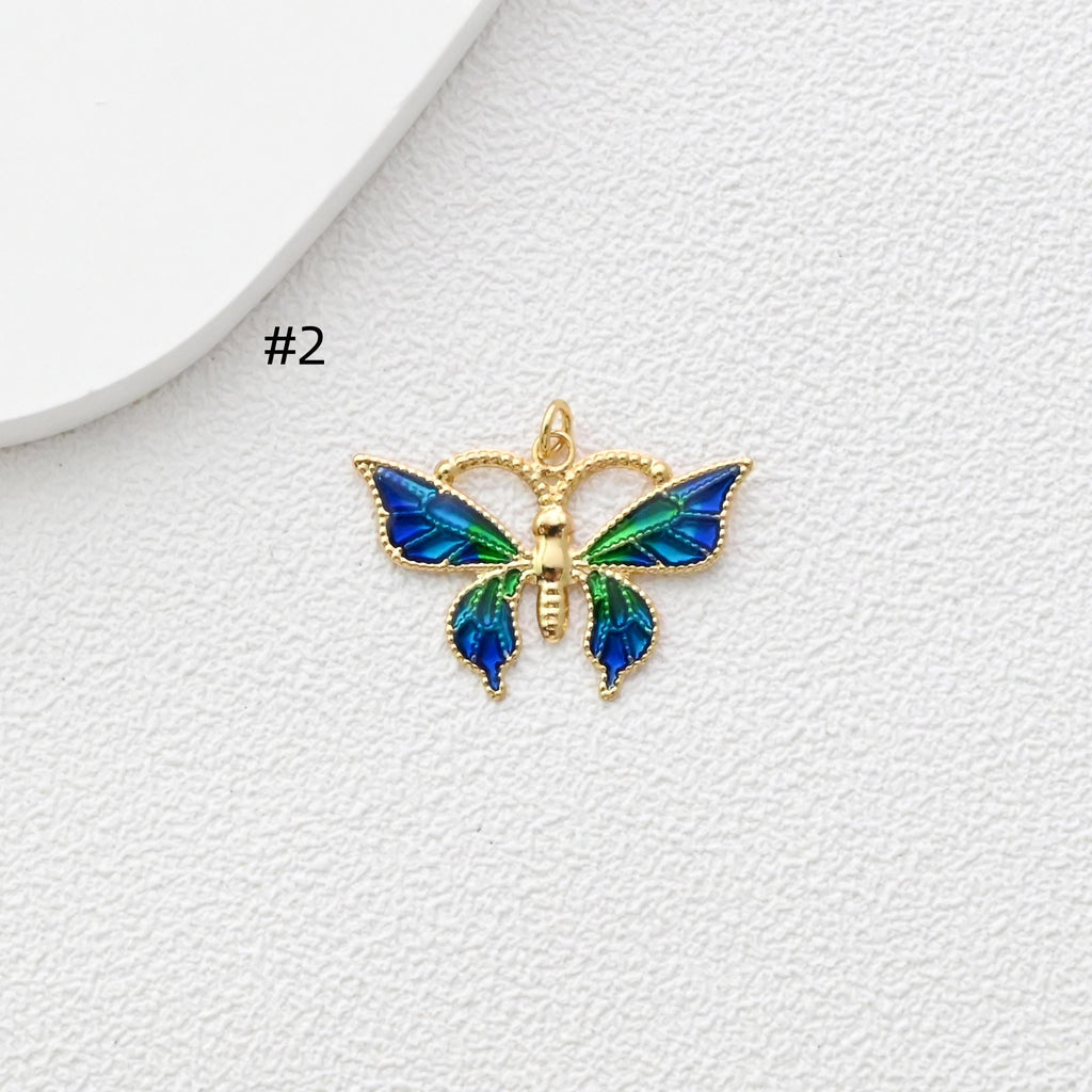 Dainty Big Enamel Butterfly Charms, 18K Gold Plated Enamel Butterfly Pendant, Necklace And Earring Making Charm, Jewelry Findings S1350