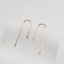 Load image into Gallery viewer, 14K Gold U Shape Earring Post With 2 Loops, Arch Ear Studs, S925 Silver Ear Pin Nickel Free Earrings, Hypoallergenic Earring Findings ZX266