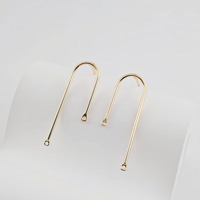 14K Gold U Shape Earring Post With 2 Loops, Arch Ear Studs, S925 Silver Ear Pin Nickel Free Earrings, Hypoallergenic Earring Findings ZX266