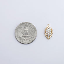 Load image into Gallery viewer, CZ Pave Leaf Charm, Cubic Zircon Crystal Leaf Pendant, CZ Earring Charms,  Real Gold Plated Brass Earring Charms, Jewelry Finding ZR009-F141