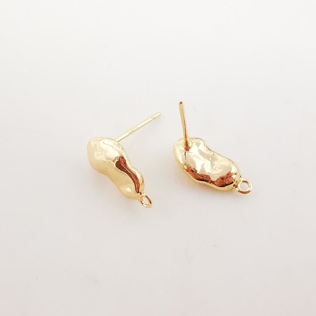 10pcs Gold Stone Earring Post With Loop, S925 Silver Pin Nickel Free Earrings, Ear Stud Loop, Hypoallergenic Earring Findings Z095