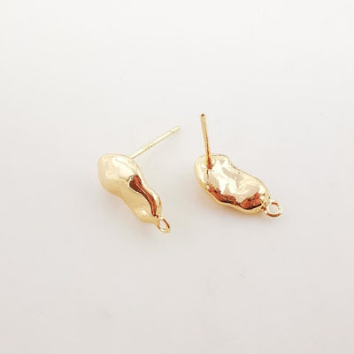 10pcs Gold Stone Earring Post With Loop, S925 Silver Pin Nickel Free Earrings, Ear Stud Loop, Hypoallergenic Earring Findings Z095