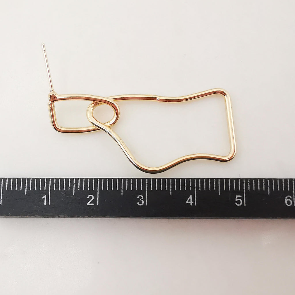 10pcs 14K Gold Shaped Dangle Earring Post, Stud Earring Nickel Free, 47x19mm, Hypoallergenic Earring Findings Z085