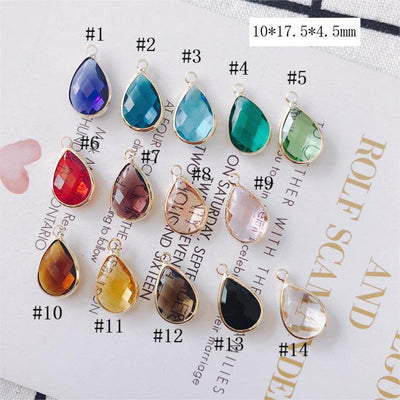 10pcs- Crystal Tiny Teardrop Charms, 14K Gold Plated Teardrop Pendant, 10*17.5mm, Jewelry Findings MY027-F014