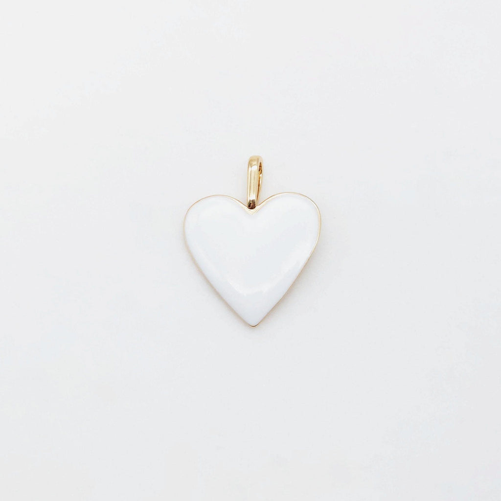 Enamel Heart Charm, 18K Gold Plated Heart Pendant, 24mm, Necklace Bracelet Making Pendant S20466
