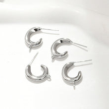 Load image into Gallery viewer, C Shape Earrings Post With Loop, S925 Silver Ear Pin Nickel Free Earrings, Ear Stud Loop, Hypoallergenic Earring Findings LL137-D0480