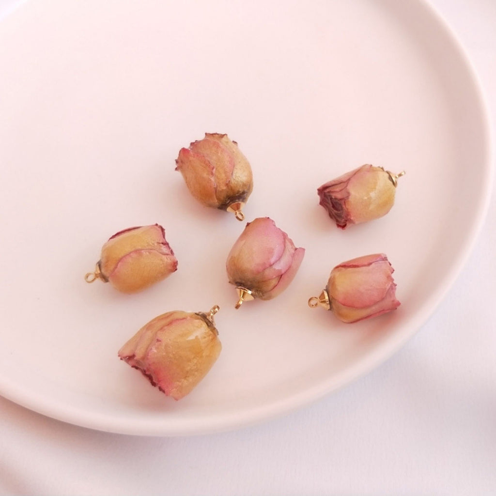 5PCS Real Dried Flower Charms, Colorful Flower Pendant, Earring Making Pendant, 16-20mm Jewelry Finding Supply FZ001