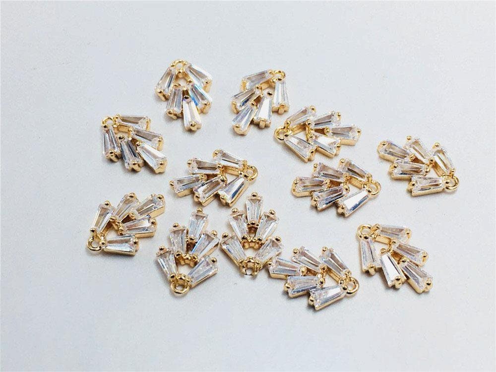 5pcs CZ Pave Leaves Charm, Cbuic Zircon Crystal Leaf Pendant, Bracelet Necklace Pendant, Gold Plated Charm,Jewelry Findings L003-F280
