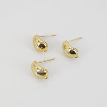 Load image into Gallery viewer, Gold Polished Earring Post, 18K Gold Nickel Free Earrings, S925 Silver Ear Pins, 20mm, Oval Shape Ear Stud with Loop S20747