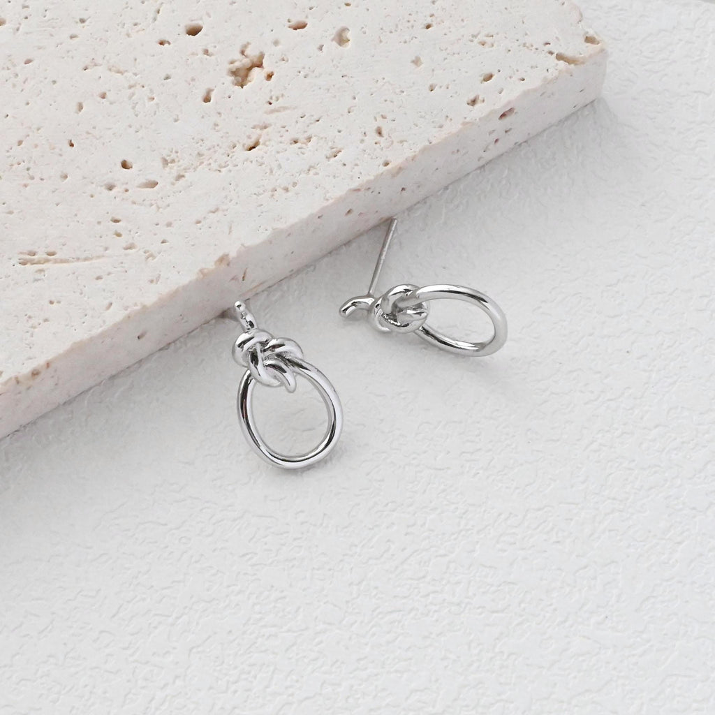 Poste para pendientes con nudo dorado, pasador para pendientes de plata S925, pendientes sin níquel, aro para pendientes de 18 quilates, accesorios para pendientes con nudo D0387