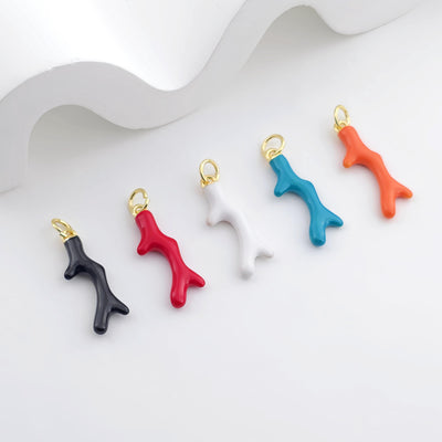 Enamel Marine Life Charms, Coral Pendant, Gold Plated Charms, Bracelet Making, Jewelry Findings S1293