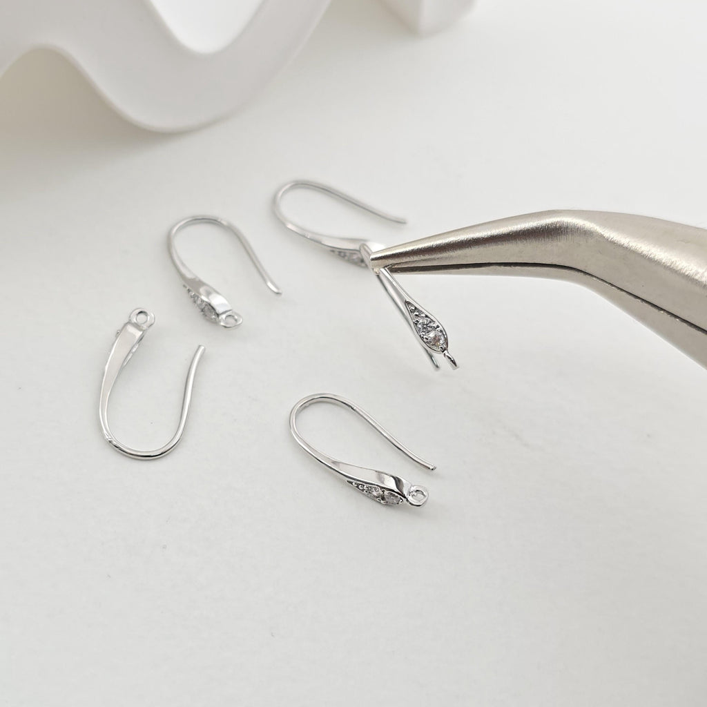 14K Gold Plated Ear Wires, Cubic Pave Earring Hooks, Nickel Free, Fish Hooks, Ear Wires for Jewelry Making ZX299