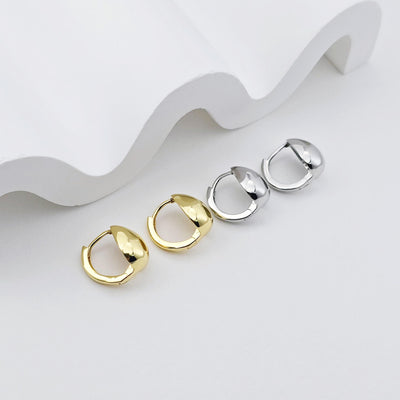 18K Gold Drop Hoop, Polish Gold, 14.7*13.6mm, Stud Earring Nickel Free, Hypoallergenic Earring Findings S1246