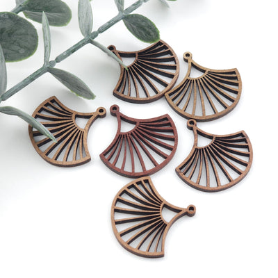 Ginkgo Leaf Wood Charms, Wooden Pendant, Reclaimed Walnut Wood, Geometric Statement Wood Earrings Diy Ideas JT981