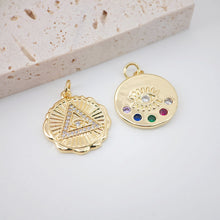 تحميل الصورة إلى عارض المعرض، سحر عين الشر، قلادة عملة معدنية، قلادة عين مرصعة بالزركونيوم مطلية بالذهب عيار 18 قيراطًا، سحر صنع القلائد، نتائج المجوهرات S20408