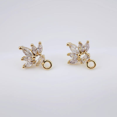 أقراط على شكل ورقة من الزركونيا المكعبة، مطلية بالذهب مع حلقة، مضادة للحساسية، أدوات يدوية الصنع، لوازم صنع الأقراط بنفسك D0025