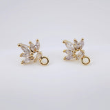 أقراط على شكل ورقة من الزركونيا المكعبة، مطلية بالذهب مع حلقة، مضادة للحساسية، أدوات يدوية الصنع، لوازم صنع الأقراط بنفسك D0025