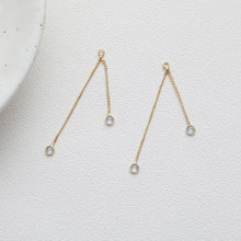 Load image into Gallery viewer, Gold Chain Tassel Pendant, CZ Pave Chain Charm, Cubic Zirconia, 18K Gold Plated Earring Chain Pendant, Earring Findings JG041