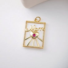 Load image into Gallery viewer, Mom Charm, 18K Gold Plated, CZ Pave, Mama Pendant, Necklace Making Findings, Jewelry Finding Gift for Mom S1127