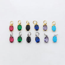Load image into Gallery viewer, Crystal Tiny Oval Charms, 9 Color Crystal You Choose, 18K Gold/Silver Plated Oval Pendant, Jewelry Findings S20529