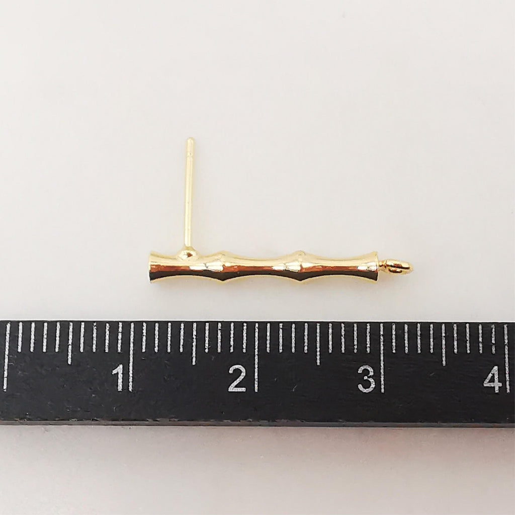 4pcs Gold Bamboo Earring Post With Loop, Bamboo Stud Earring Nickel Free, 23mm, Hypoallergenic Earring Findings Z079
