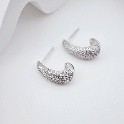 18K Gold Oval Post, CZ Pave, 18*6.4mm, Stud Earring Nickel Free, Hypoallergenic Earring Findings S1243